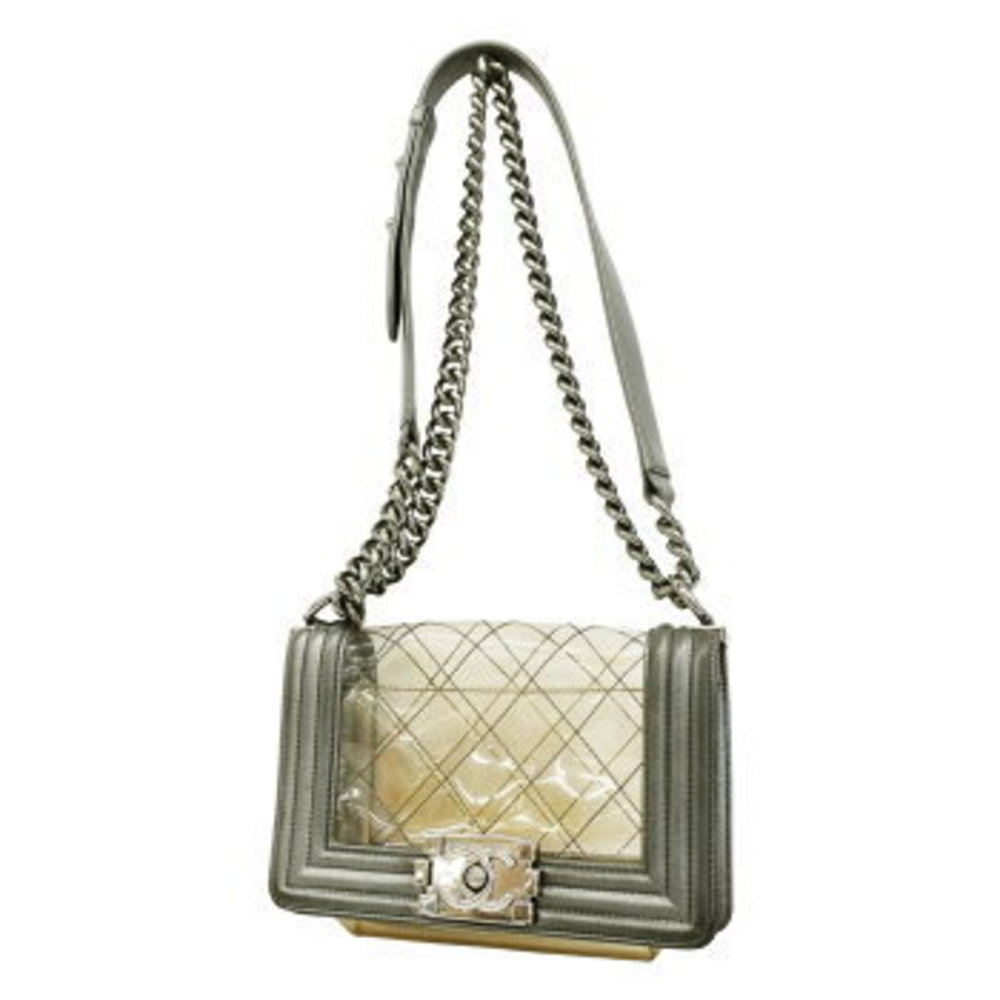 Chanel Shoulder Bag Boy Chain Vinyl Grey